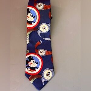 Vintage Disney Mickey Mouse Clocks Watches Silk Tie